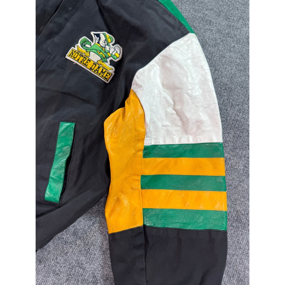 Jeff Hamilton Notre Dame Fighting Irish Varsity Jacket Mens Large Black Leather - Picture 7 of 16